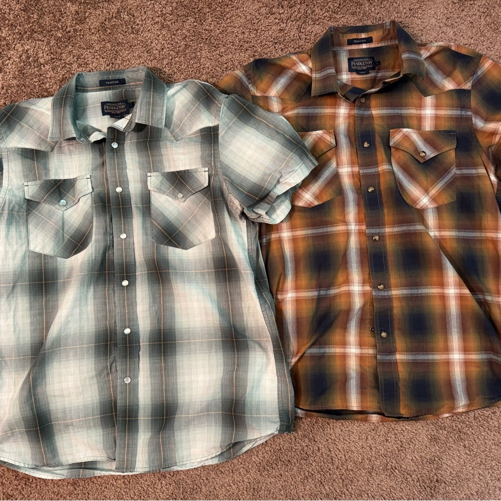 Pendleton Casual Button Down Shirts Blue And Brown - image 1
